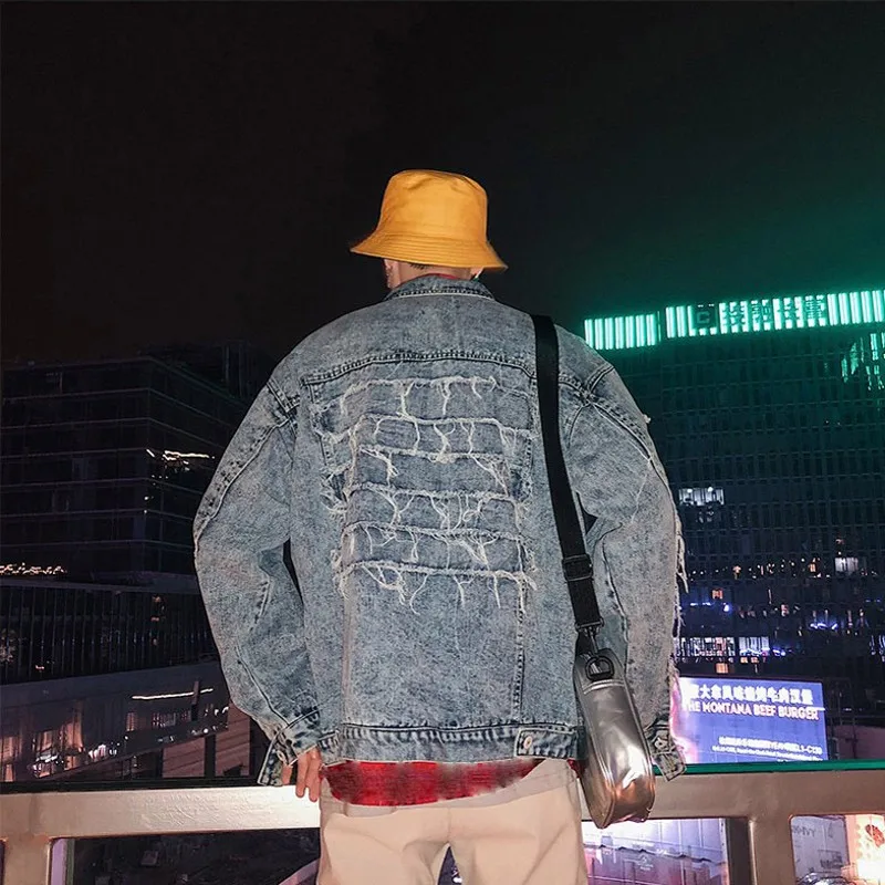 Cheap Young New Man Hip Hop Jackets Denim Loose Patchwork Men High Street Casual Coats Male Club Amazing Quality Chaqueta Hombre