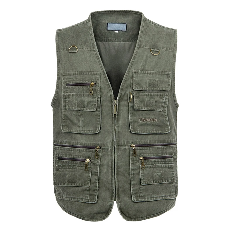 

2020 New Men's Summer Casual Large Cotton Sleeveless Vest, with 16 Pockets of Men's Multi-pocket Photo Vest