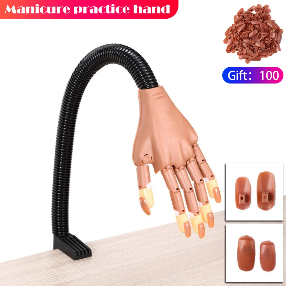 

Manicure Practice Hand Training Model Hands Adjustable Flexible Reusable Hand Model Bendable Finger With Nail Tips