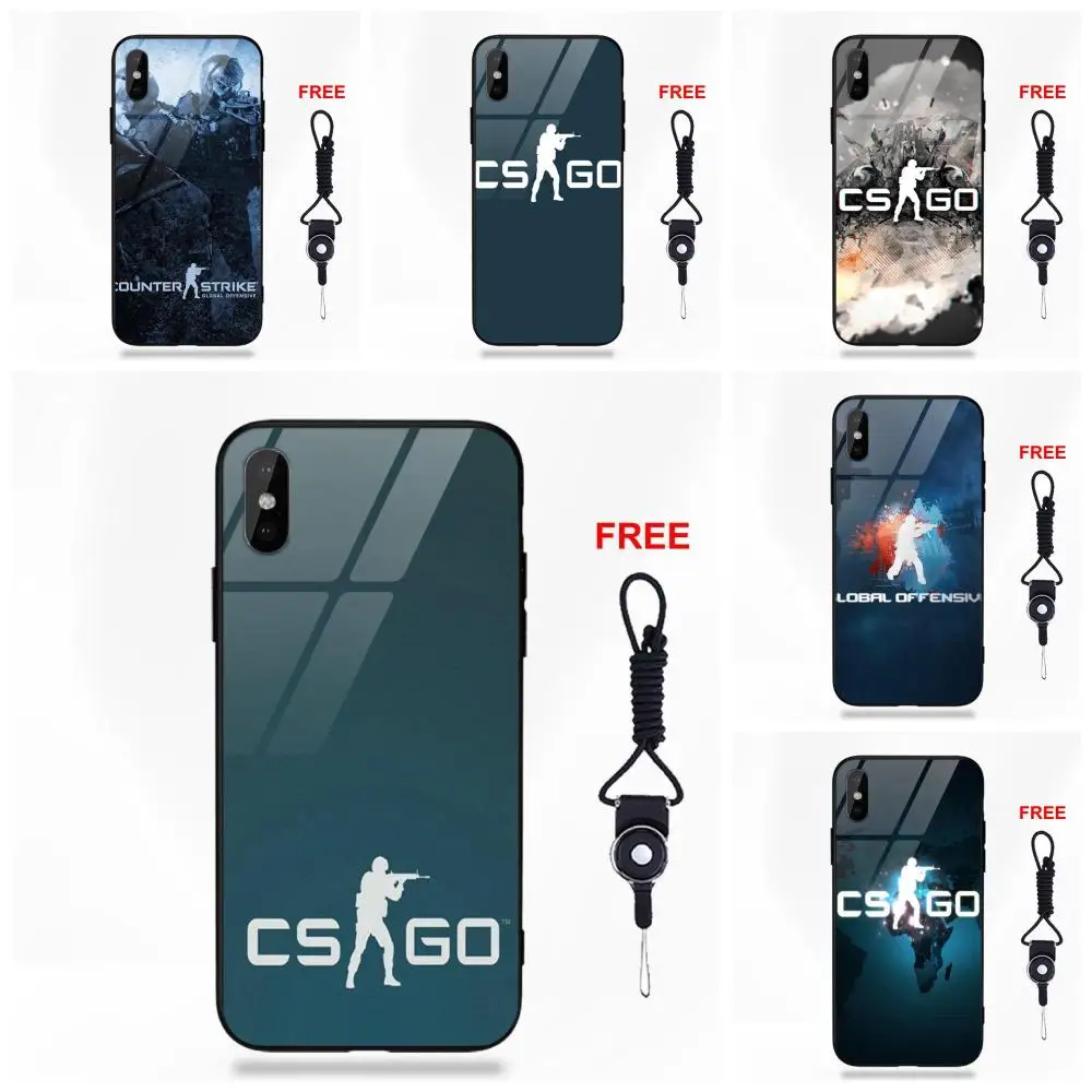Omdnwd Silicone TPU Frame Tempered Glass Luxury Counter Strike Cs Go For Apple iPhone 5 5C 5S SE 6 6S 7 8 Plus X XS Max XR | Мобильные