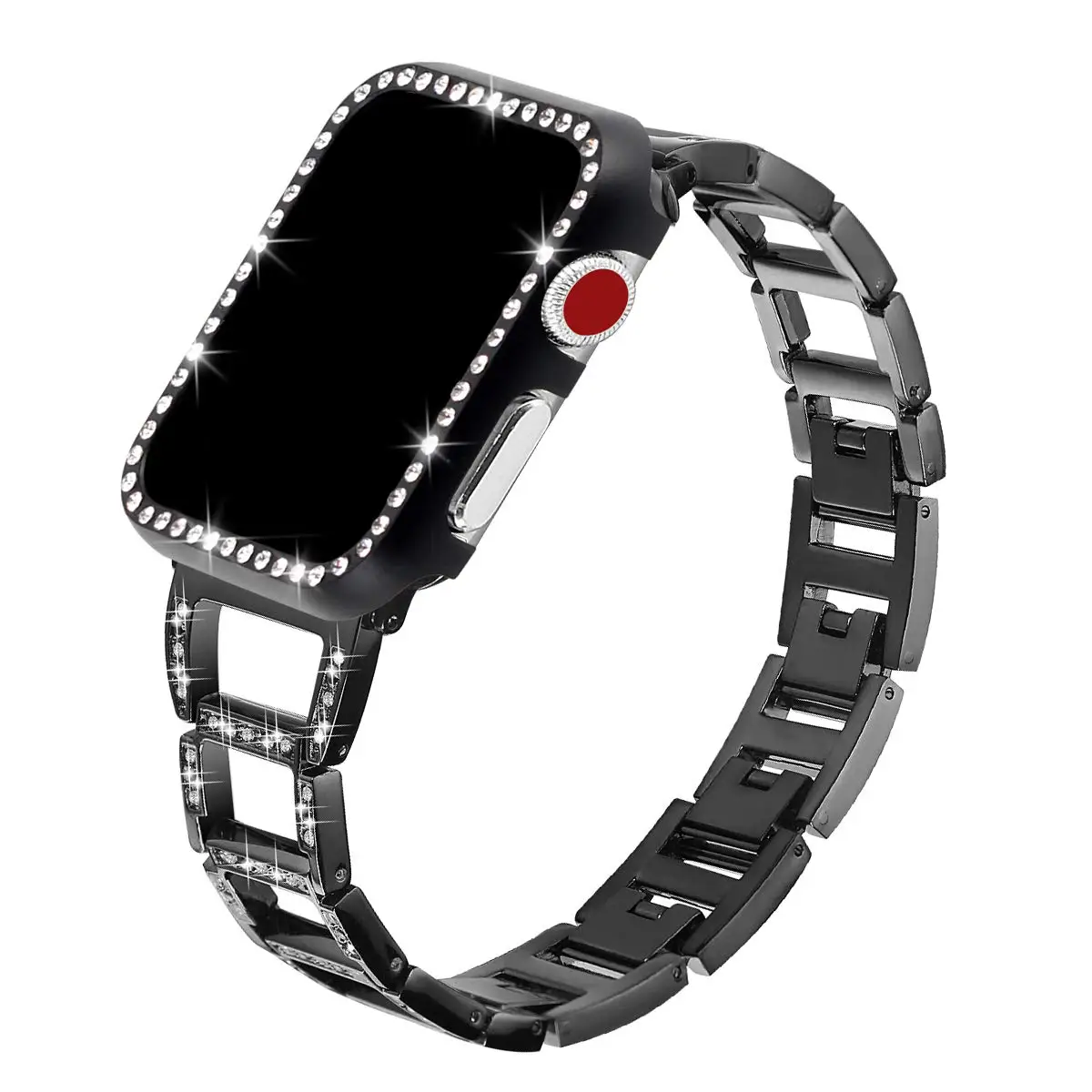 Защитный чехол+ Алмазный ремешок для apple watch 42 мм 38 мм Женский браслет из нержавеющей стали ремешок для iWatch 4 5 ремешок 40 мм 44 мм