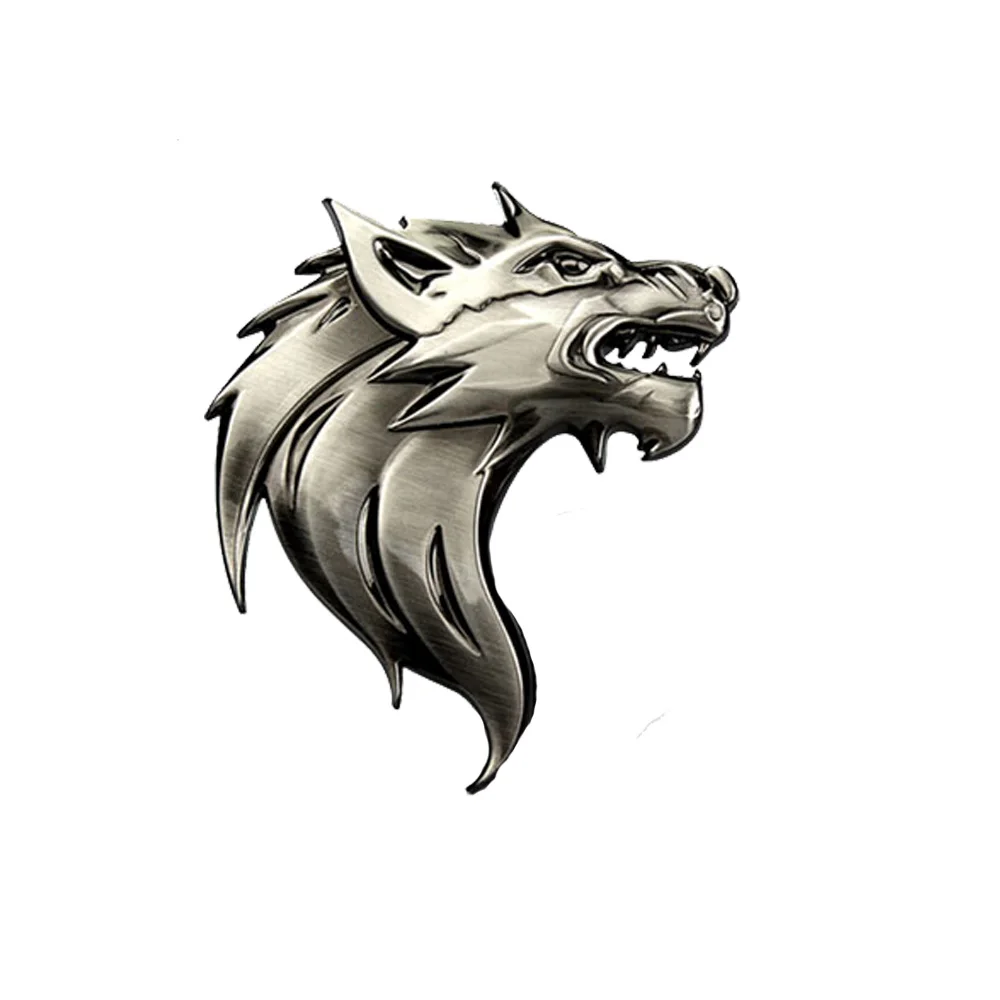 Wolf Head Chromed 3D Metal Car Emblem badge Motorcycle Reflective Decal Auto Decoration