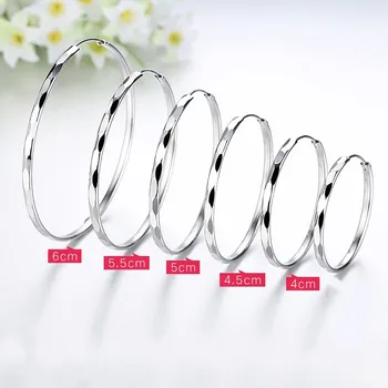 

Fashion 925 Sterling Silver Big Round Circle Loop Earrings For Women Fine Jewelry High Quality
