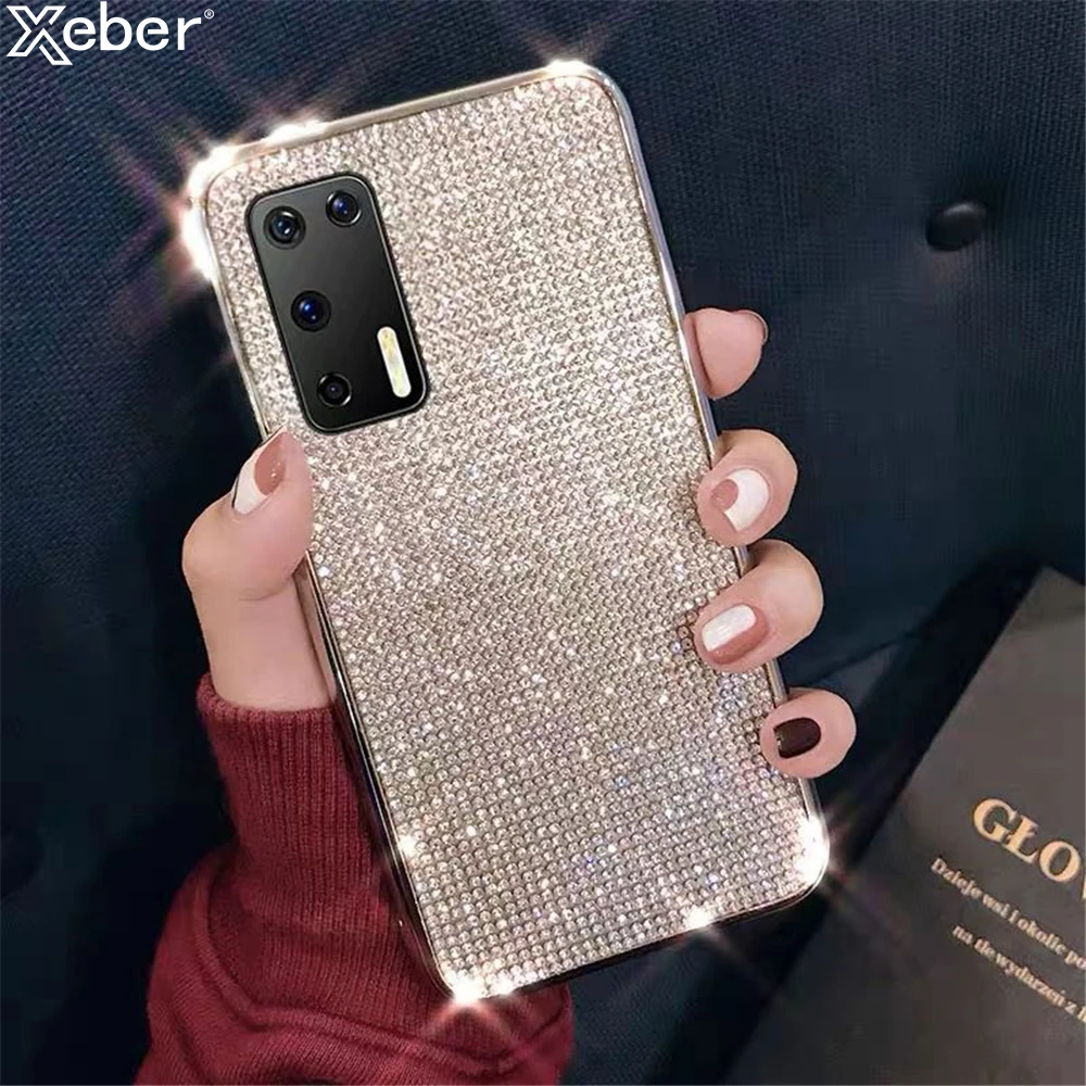 Чехол для Huawei P40 P30 P20 Mate 40 30 20 10 Honor Pro 8X X10Max силиконовый со стразами | Мобильные