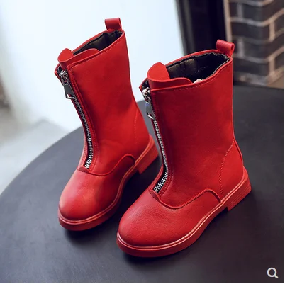 Mexemina/ г. Осенние детские ботинки martin Ботинки из мягкой искусственной кожи для девочек детские ботинки до середины икры для девочек, размер 26-36 - Цвет: As Shown