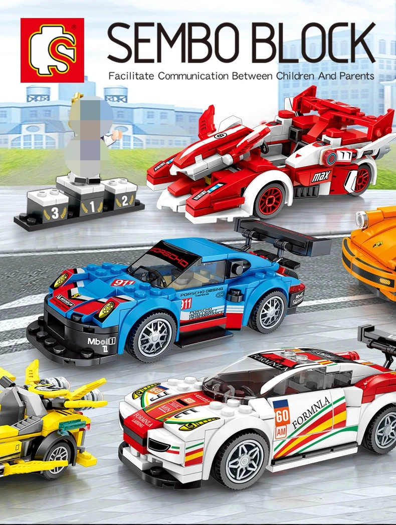 

Sembo Nano Blocks Car Model Technic Voiture SPEED Champions Building Bricks famous Super Racing Car Toys for Children