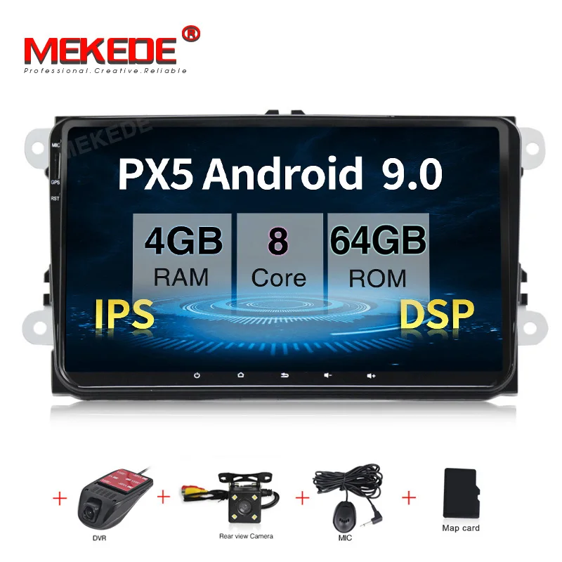 PX5 4 Гб+ 64 ГБ Android 9,0 Автомобильный gps dvd-плеер для VW Skoda Octavia golf 5 6 touran passat B6 jetta polo tiguan 8 ядер радио navi - Цвет: add camera dvr