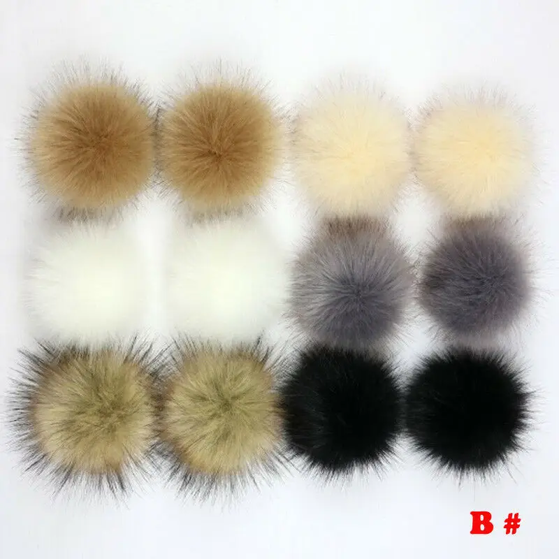 B 12Pcs 10cm PomPom Ball Faux Fox Furling DIY Fluff Balls for Pom Pom Hats Key Chain Scarf Pompoms Accessories - Цвет: B
