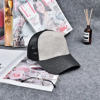 

Fashion Baseball Cap Women Snapback Hat Mesh Breathable Caps Summer Hat Female Adjustable Glitter Ponytail caps Hip Hop