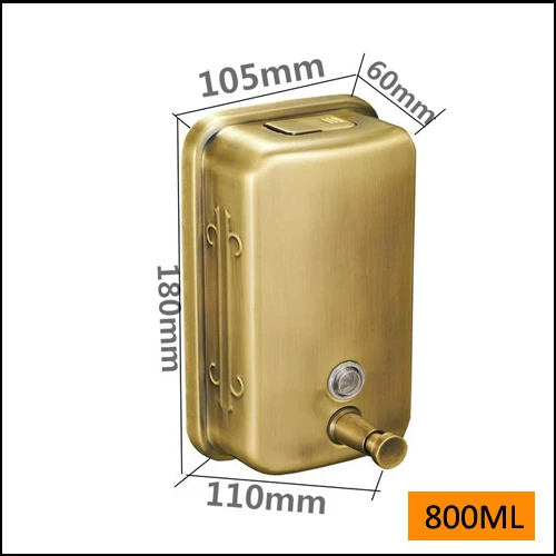 800ML Новейший 304 SUS античный из нержавеющей стали Бронзовый настенный 1000 мл кухонный диспенсер для мыла и шампуня SD1004 - Цвет: 800ML