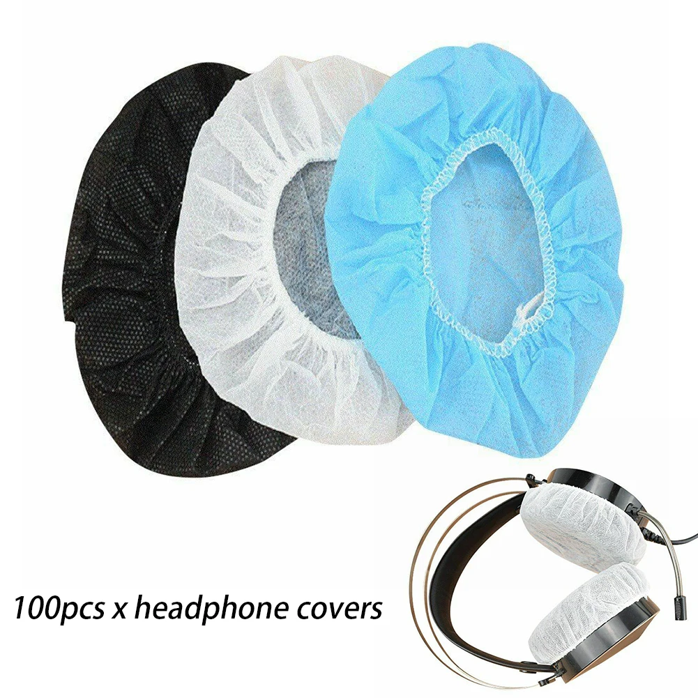 

100pcs Non Woven Sanitary Hygienic Dustproof Stretchable Headphone Cover Cafe Replacement Disposable Earpad Sweatproof Headset