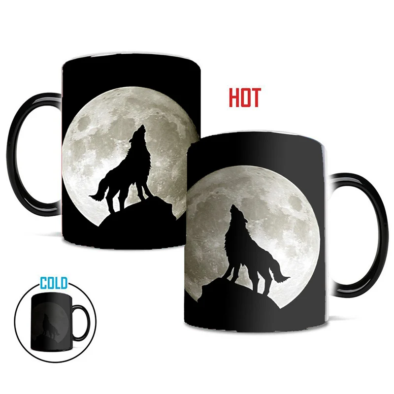 

Moon Wolf Temperature Changing Cup Color Changing Mugs Creative Heat Sensitive Cup Coffee Tea Milk Mug Novelty Gifts