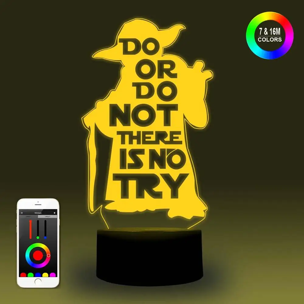 NiteApps 3D Мастер Йода ночник настольная лампа Иллюзия украшение лампа подарок на день рождения приложение/сенсорное управление