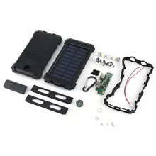 DIY Solar Power Bank Case 2 USB Ports External Charger Powerbank Case for Emergency Outdoor Camping Travel with Compass
