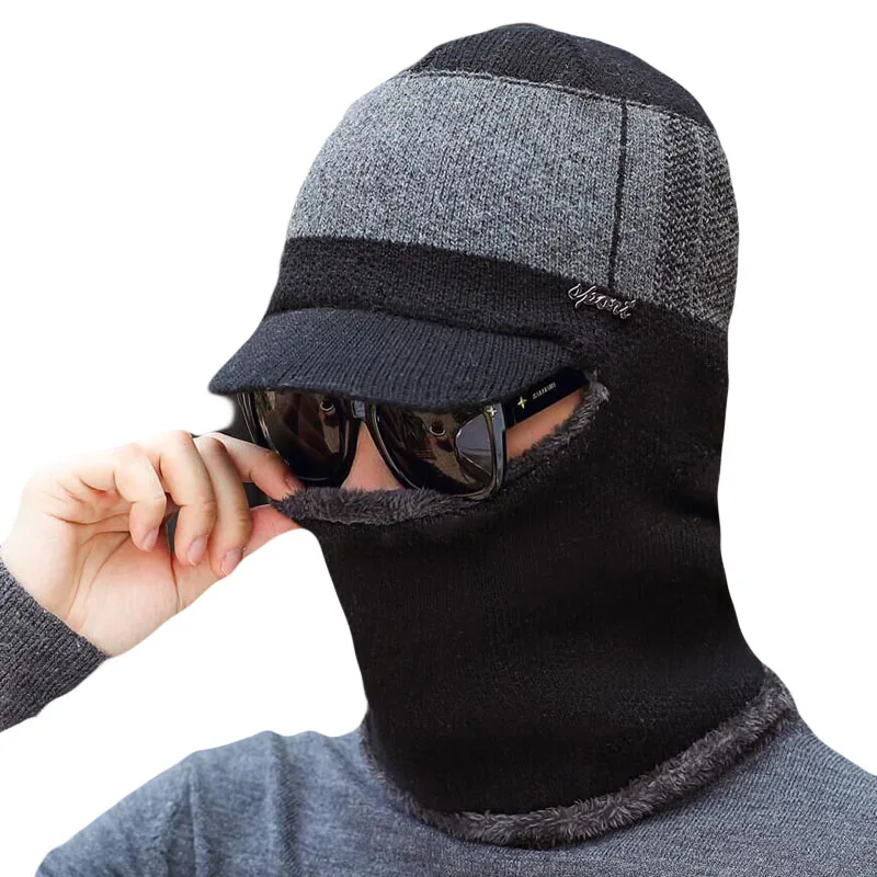 Зимняя Шапка бини для мужчин вязаная шапка зимняя шапочка Мужская Толстая