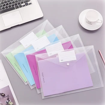 

Creative Transparent A4 Document Bag File Holder Button Folder Pen Box Office Information Bag Receiving Office Supplies Students