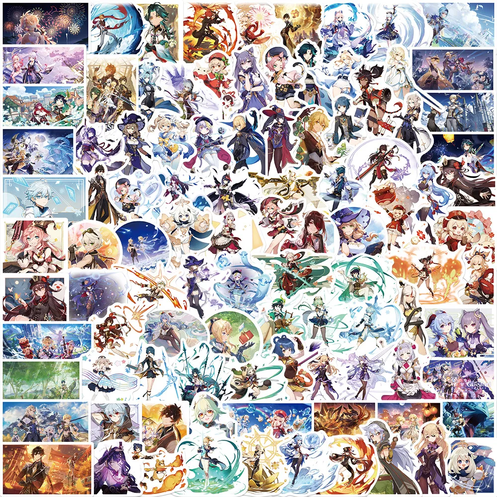 

10/30/50/100PCS Genshin Impact Open World Game Anime Stickers DIY Skateboard Phone Laptop Guitar Luggage Kid Cartoon Sticker Toy