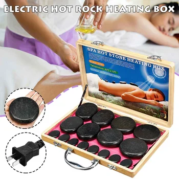 

16pcs/set Hot Stone Massage Set Heater Box Heated Case Relieve Stress Back Pain Health Care Acupressure Lava Basalt Stones