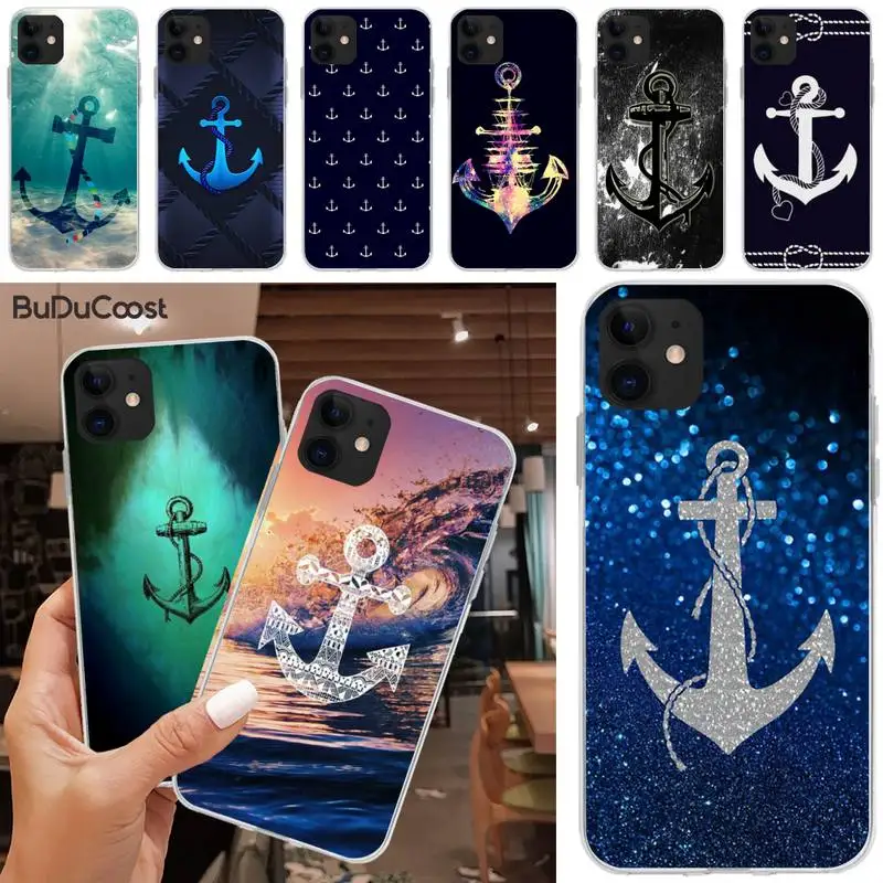 Черный чехол для телефона из ТПУ с морским якорем моряком корпус iphone 5C 5 6 6s plus 7 8 SE X