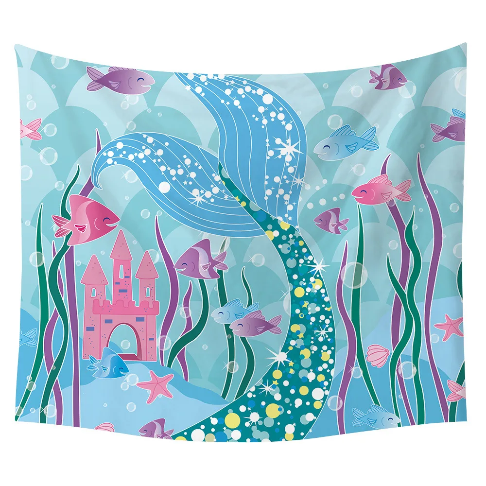 

Cartoons Mermaid Pattern Tapestry Cute Yoga Mat Picnic Mat Home Wall Decor Bedroom Living Room Wall Hanging Tapestries