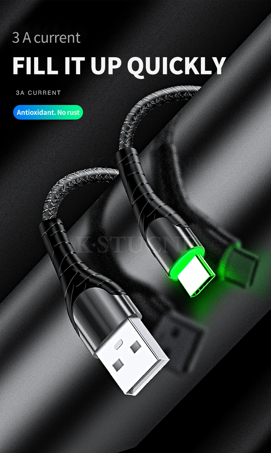 Usb type C кабель USB C 3A кабель передачи данных для быстрой зарядки для samsung Galaxy S10 S9 huawei Светодиодная лампа Xiaomi Мобильный телефон зарядное устройство кабель