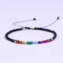 12 созвездий счастливый камень Бусины простой браслет 3 мм бусины регулируемые Богемия буддизм женские 7 чакра браслеты Йога браслет