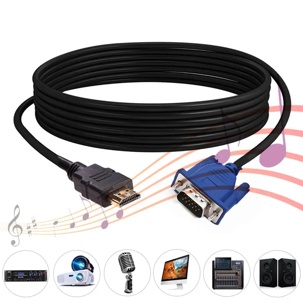 1.8m HDMI-compatible to 15Pin VGA Cable 1080P Video Adapter Male Cord for HDTV Projector Display | Электроника