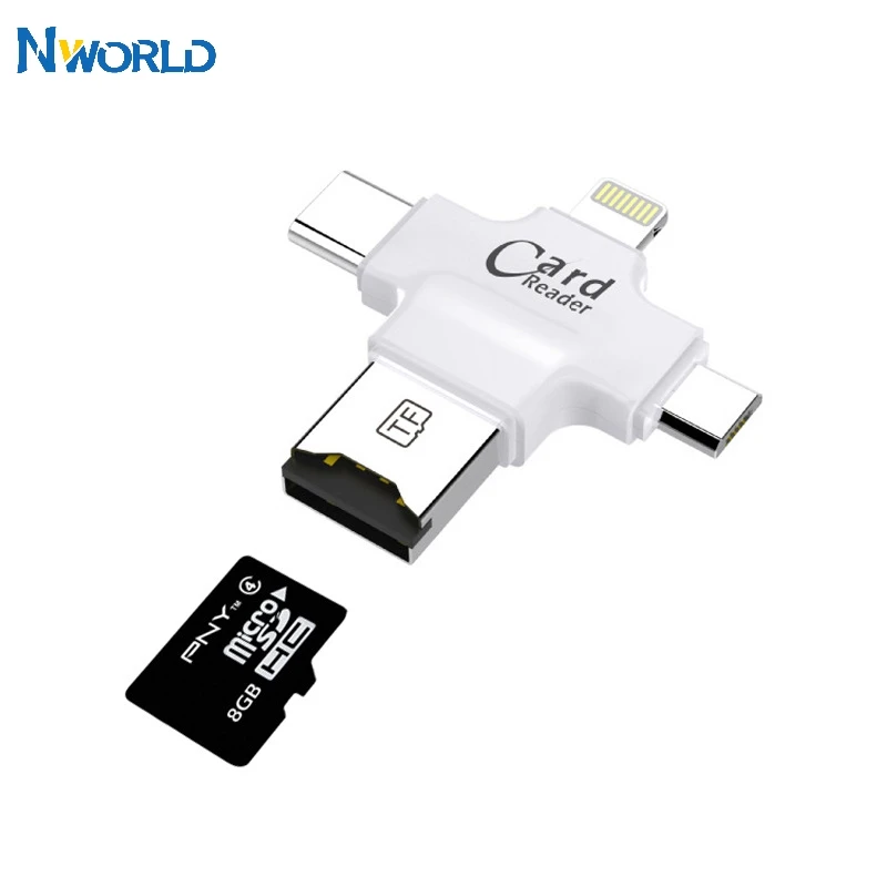 4 в 1 USB/USB 2 0 Type c/Micro MultiMemory устройство для чтения смарт карт Micro SD кардридер OTG