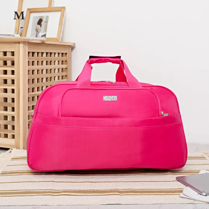 Большая Вместительная дорожная сумка Спортивные Сумки Женские Oxford Тканевые для путешествий снаряжение, чемодан сумка Повседневная Водонепроницаемая женская сумка для выходных - Цвет: M  Pink  Travel bag