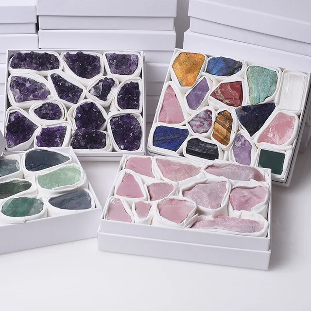 600-1000g Luxury Amethyst Geode Gift Box Natural Crystal Quartz Stone Wand Point Energy Healing Mineral Rock | Дом и сад