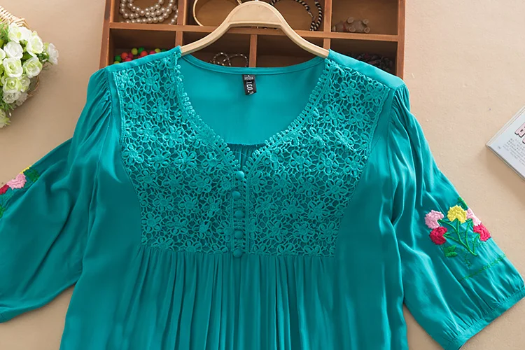 New 2021 Summer Embroidery Cotton Women Blouese Clothes Plus Size Clothing Cute Casual Loose Tops Blusas Feminina Vestidos 5