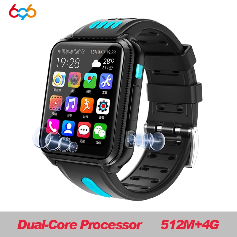 ALDH1 4G bk blue 696 H1/W5, 4G, gps, Wi-Fi, для студентов/детей, Смарт-часы, телефон, система android, часы, приложение, установка, Bluetooth, умные часы, 4G, sim-карта - Цвет: ALDH1 4G bk blue