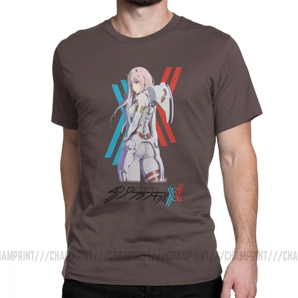 Darling In The Franxx 02 футболки Костюм Пилота Zero Two Мужская футболка стильная футболка из хлопка с короткими рукавами обычные Топы - Цвет: Коричневый