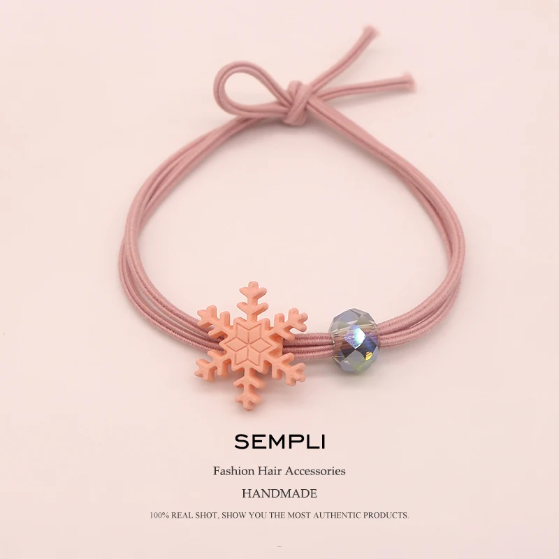 

Sempli Nylon Elastic Hair Bands Snowflake Hair Accessories for Girls Braids Transparent Beads Embellished Headband Elastic Hair