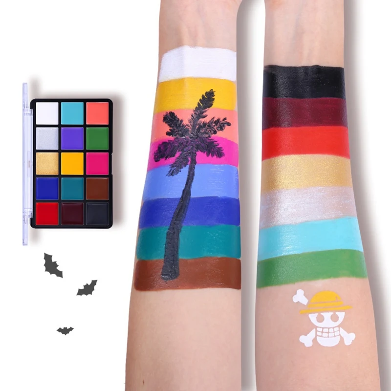 Flash Tattoo Face Palette Body Paint Make Up Oil Painting Art Halloween Party Fancy Waterproof Beauty Makeup Brush Eyeshadow Kit