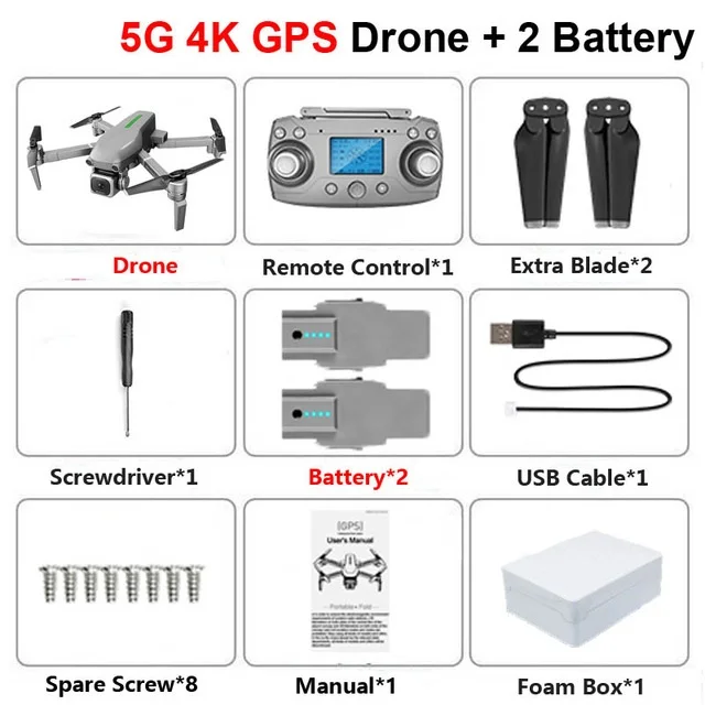 Wifi FPV gps Дрон бесщеточный складной Дрон 5G 4k ESC камера следуем за мной оптическое позиционирование потока расстояние 1000 м Quadcopt VS HS700 - Цвет: Foam box 2battery