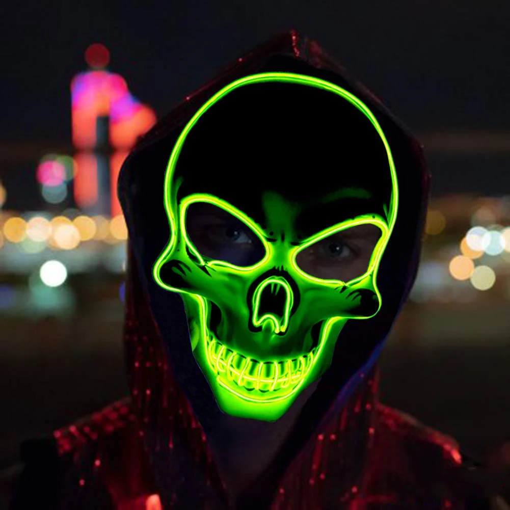

Halloween Skeleton LED Mask Glow and Elf Ears Cosplay Scary EL-Wire Mask Light Up Cosplay Masks Halloween Decoration
