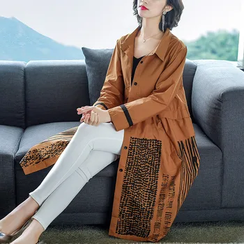 

2020 NEW Fashion Printing Windbreaker Women's Autumn Winter Clothing Ladies Coat Spring Long Trench Coats XA237