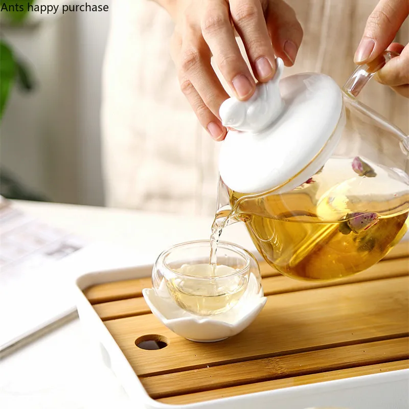 Японский стиль вишни двухслойные Стеклянные керамические блюда кофейная чашка костюм дневной чай красная чашка Изысканная посуда для напитков