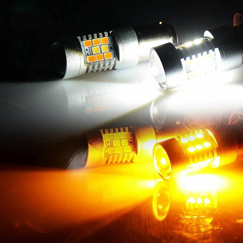 2 шт. белый+ янтарный высокой мощности 28-SMD 1157 Switchback светодиодный лампы для указателей поворота