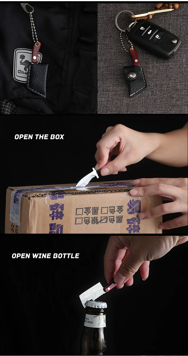 Mini kitchen Knife Unboxing Portable Small Blade Wine Bottle Opening Paper Cutting EDC Keychain Hanging Multi Survival Tools