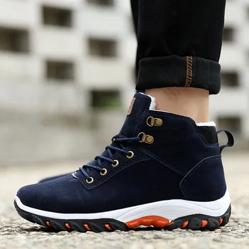 

2018 autumn winter new plush warm and antiskid casual snow boots cotton boots wear resistant running shoes men's shoes