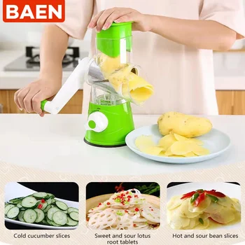 

3 in 1 Manual Vegetable Cutter Slicer Multifunctional Round Mandoline Slicer Potato Cheese Kitchen Gadgets Kitchen Accessories