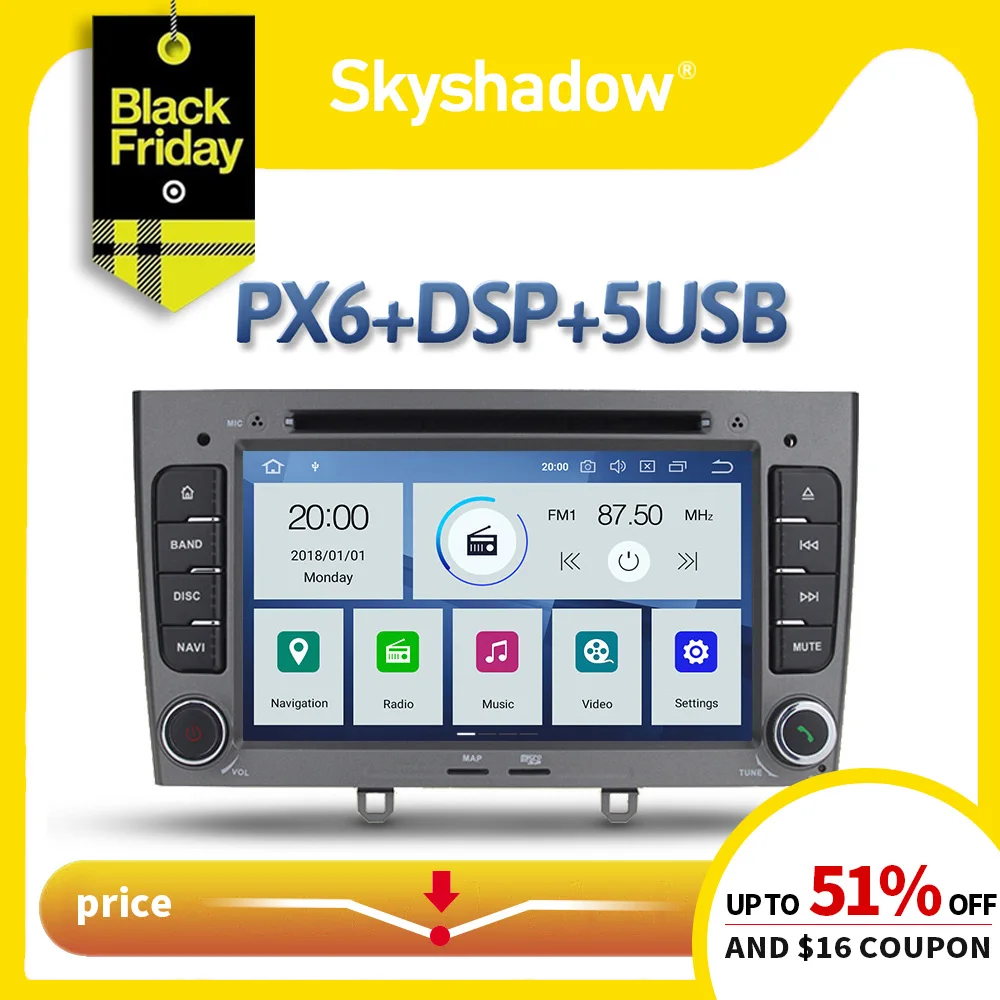 DSP ips PX6 Android 9,0 4 Гб+ 64 Гб Bluetooth 4,2 Wifi RDS радио автомобильный dvd-плеер для peugeot 308 408 поддержка Carplay TPMS камера