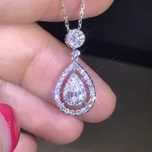Choucong кулон капли воды 925 серебряная бижутерия Pave AAAAA cz свадебный кулон с necklace ем для женщин ювелирный подарок