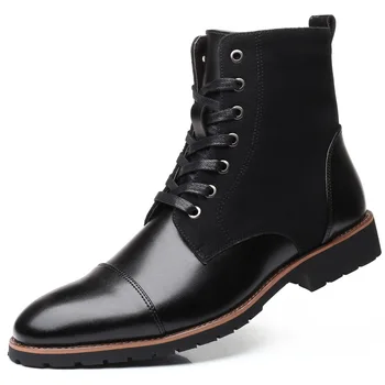 

Winter Men Snow Boots Warm Plush Plus Size 38-48 Men Boots Pointed Toe Winter Casual Leather Shoes Men Chelsea Boots