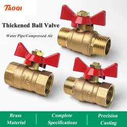 Multi - Size Female Thread Brass Shut - Off Ball Valve with Butterfly Handle - M - M
