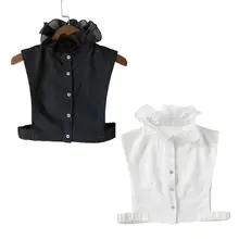 Корейская милая блузка принцессы с оборками и воротником-стойкой, Женская однотонная эластичная блузка на пуговицах, подарок