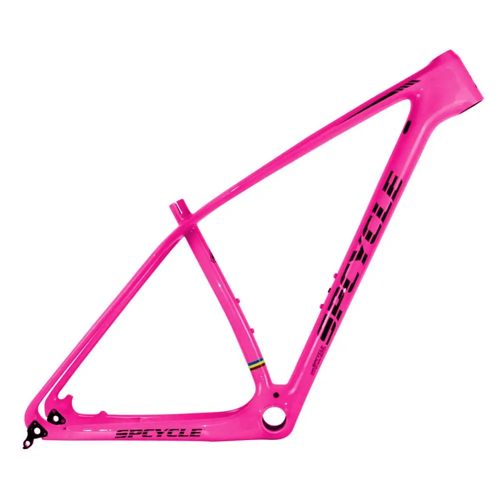 Pink With Logo Spcycle карбоновая MTB рама 29er рама для горного велосипеда 27,5 er карбоновая Передняя Велосипедная вилка рама совместимая 142*12 мм через ось и 135*9 мм QR - Цвет: Pink With Logo