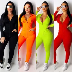 Fashion Two Piece Set Jogging Femme Zipper Top + Pants Suit Sportwear Tracksuit Women Winter Outfits 2xl Matching Sets